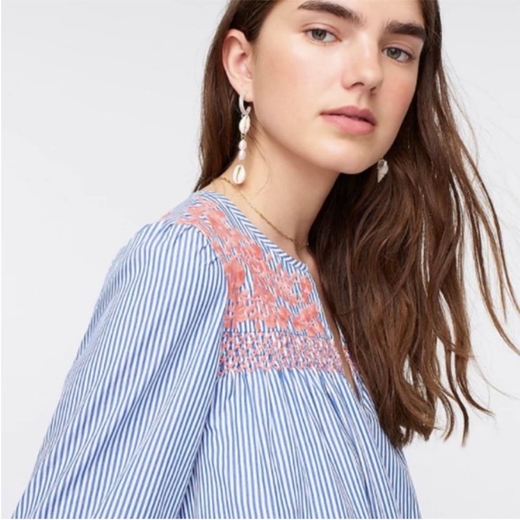 *NWT* J. Crew Embroidered Popover Dress With Ruffle Hem & Pockets - Picture 3 of 16